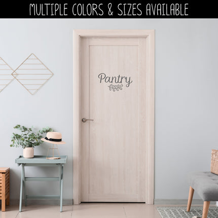 Pantry with Leaves Scroll Vinyl Decal/Sticker