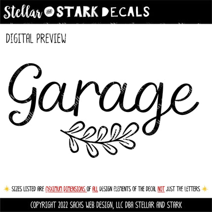 Garage with Leaves Vinyl Decal/Sticker