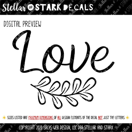 Love with Leaves Vinyl Decal/Sticker