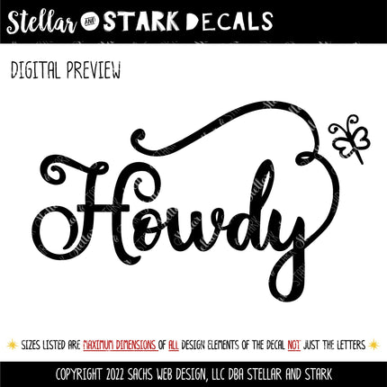 Howdy with Dragonfly Vinyl Decal/Sticker