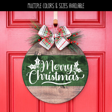 Merry Christmas w/Holly Vinyl Decal/Sticker