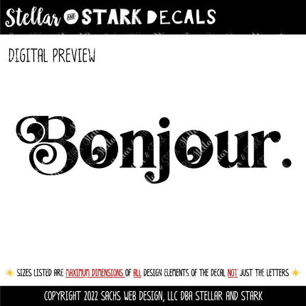 Chunky Bonjour Vinyl Decal/Sticker l