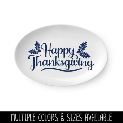 Happy Thanksgiving with Acorns & White Oak Leaves Vinyl Decal/Sticker