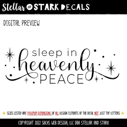 Sleep In Heavenly Peace Vinyl Decal/Sticker