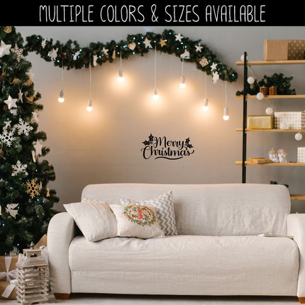 Merry Christmas w/Holly Vinyl Decal/Sticker