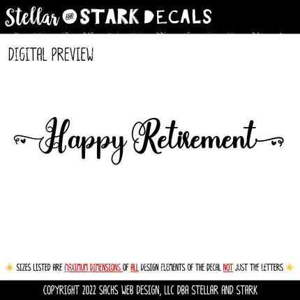 Happy Retirement Vinyl Decal/Sticker