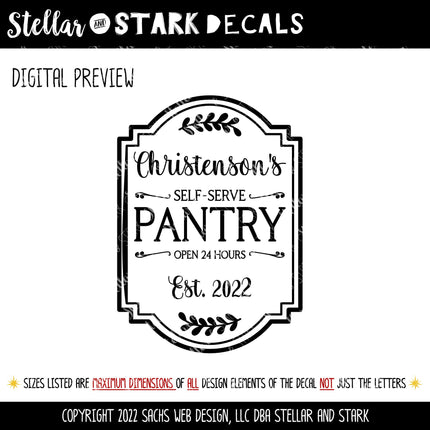 Custom Pantry Vinyl Decal/Sticker