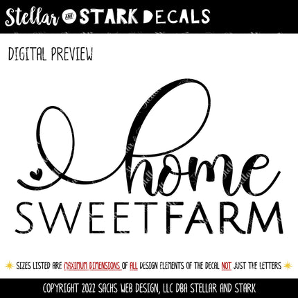 Home Sweet Farm Vinyl Decal/Sticker