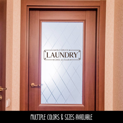 Self-Service, Open 24 hour Laundry Vinyl Decal/Sticker