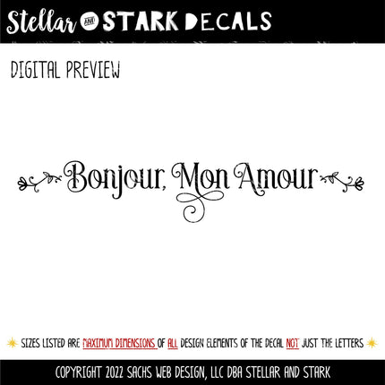 Bonjour Mon Amour Floral Vinyl Decal/Sticker
