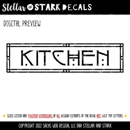 Craftsman/Arts and Crafts Kitchen Vinyl Decal/Sticker