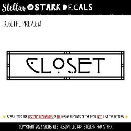 Craftsman/Arts and Crafts Closet Vinyl Decal/Sticker