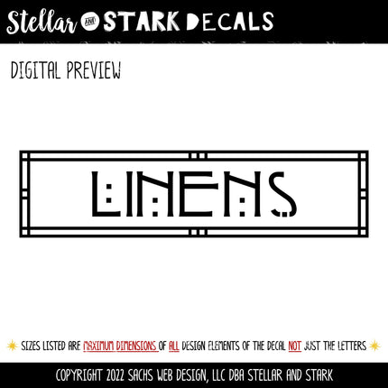 Craftsman/Arts and Crafts Linens Vinyl Decal/Sticker