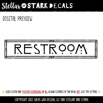 Craftsman/Arts and Crafts Restroom Vinyl Decal/Sticker
