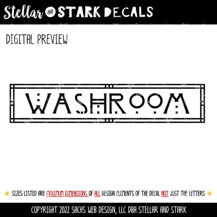 Craftsman/Arts and Crafts Washroom Vinyl Decal/Sticker