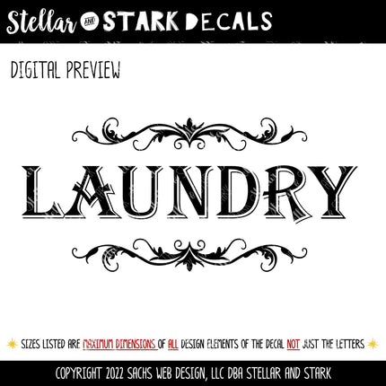 Laundry with Scroll Vinyl Decal/Sticker