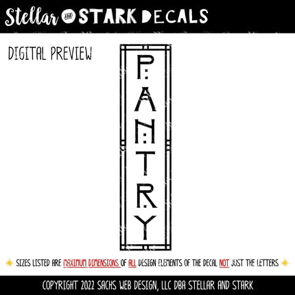 Arts and Crafts Vertical Pantry Vinyl Decal/Sticker