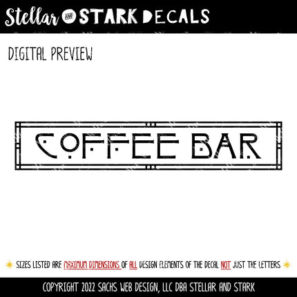 Craftsman/Arts and Crafts Coffee Bar Vinyl Decal/Sticker