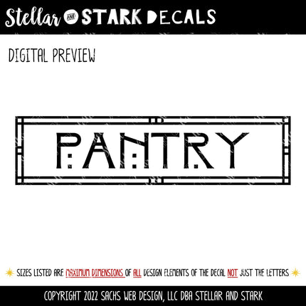 Craftsman/Arts and Crafts Pantry Vinyl Decal/Sticker