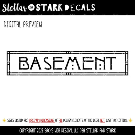 Craftsman/Arts and Crafts Basement Vinyl Decal/Sticker