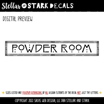 Craftsman/Arts and Crafts Powder Room Vinyl Decal/Sticker