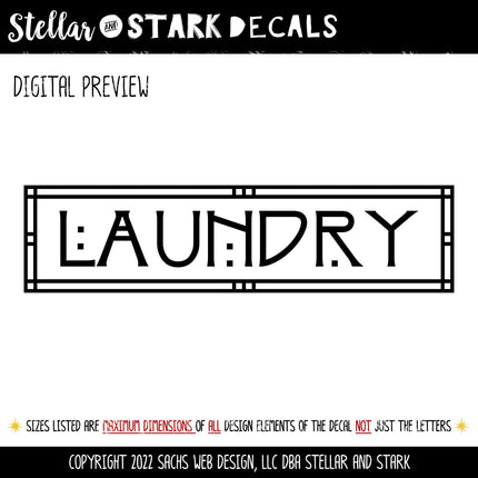 Craftsman/Arts and Crafts Laundry Vinyl Decal/Sticker