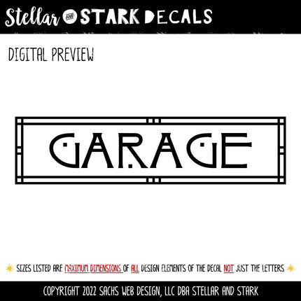Craftsman/Arts and Crafts Garage Vinyl Decal/Sticker