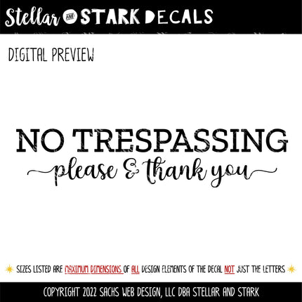 No Trespassing Vinyl Decal/Sticker