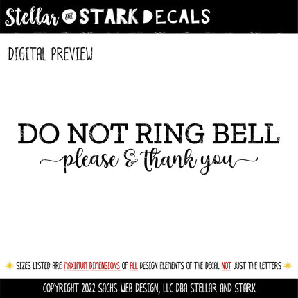 Do Not Ring Bell Vinyl Decal/Sticker