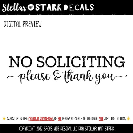 No Soliciting Vinyl Decal/Sticker