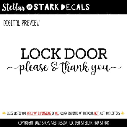 Lock Door Please & Thank You Vinyl Decal/Sticker
