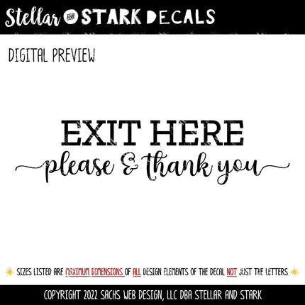 Exit Here Vinyl Decal/Sticker