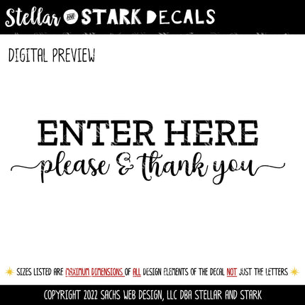 Enter Here Vinyl Decal/Sticker - Enter Here Sticker