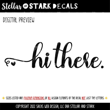 Hi There with Heart Vinyl Decal/Sticker