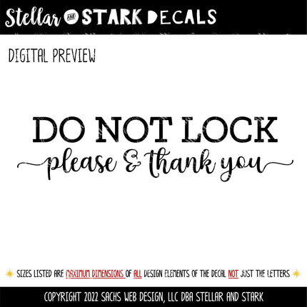 Do Not Lock Please & Thank You Vinyl Decal/Sticker