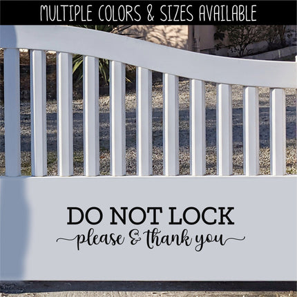 Do Not Lock Please & Thank You Vinyl Decal/Sticker