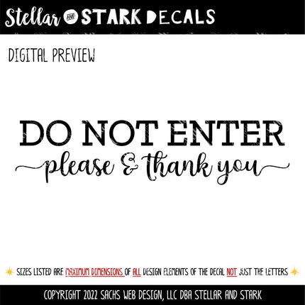 Do Not Enter Please & Thank You Vinyl Decal/Sticker