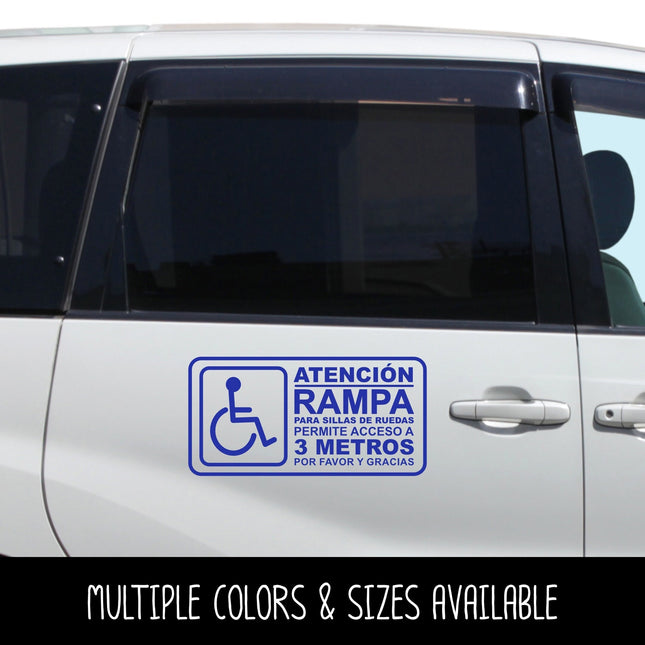 Spanish  Handicap Wheelchair Ramp Access Vinyl Decal/Sticker