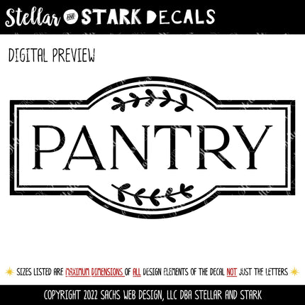 Framed Pantry with Floral Decoration Vinyl Decal/Sticker