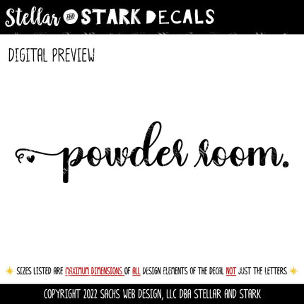 Powder Room with Heart Vinyl Decal/Sticker