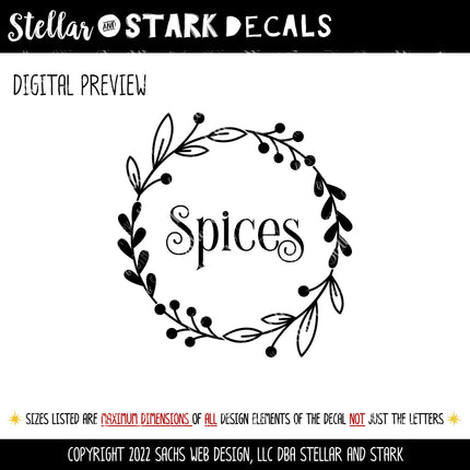 Ornamental Spices Wreath Vinyl Decal/Sticker