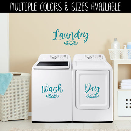 Wash and Dry with Scroll Heart Vinyl Decal/Sticker Set