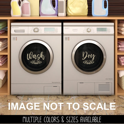 Wash and Dry with Scroll Heart Vinyl Decal/Sticker Set