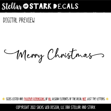 Cursive Merry Christmas Vinyl Decal/Stickerl