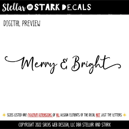 Cursive Merry & Bright Vinyl Decal/Sticker
