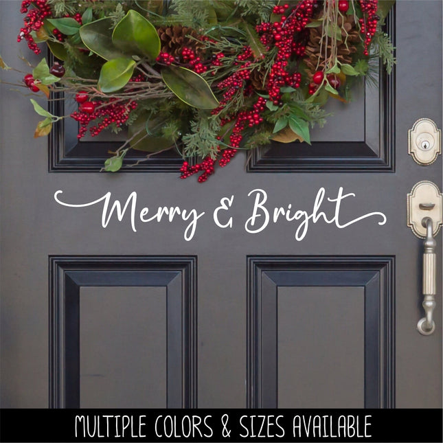 Cursive Merry & Bright Vinyl Decal/Sticker