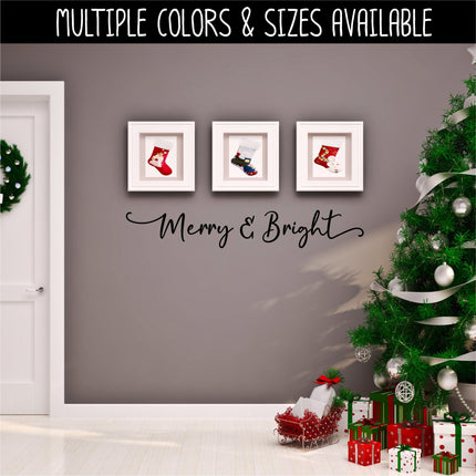 Cursive Merry & Bright Vinyl Decal/Sticker