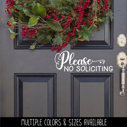 Cursive Please No Soliciting Heart Vinyl Decal/Sticker