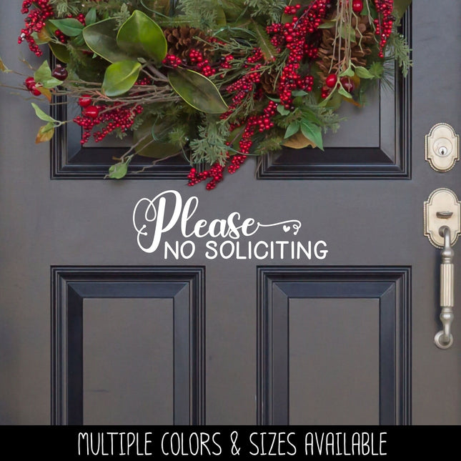 Cursive Please No Soliciting Heart Vinyl Decal/Sticker