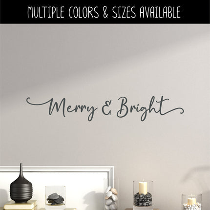 Cursive Merry & Bright Vinyl Decal/Sticker